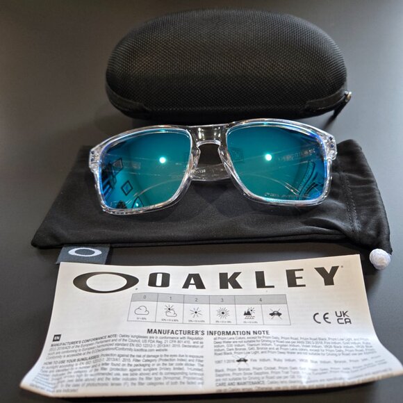 Oakley Holbrook Polarized Square Frame Sunglasses - Clear Frame / Blue Lens - Picture 14 of 14